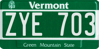 VT license plate ZYE703