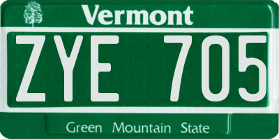 VT license plate ZYE705