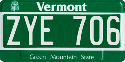VT license plate ZYE706