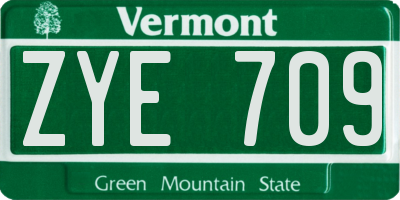 VT license plate ZYE709