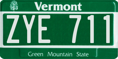 VT license plate ZYE711