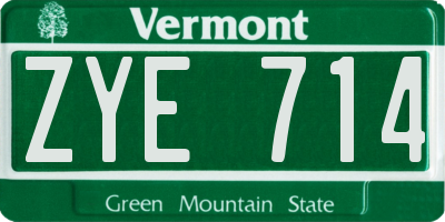 VT license plate ZYE714
