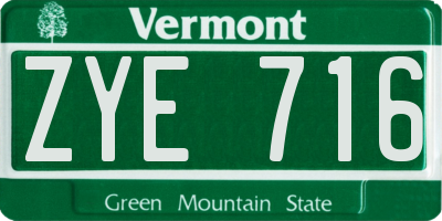 VT license plate ZYE716