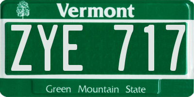 VT license plate ZYE717
