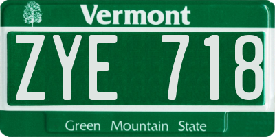 VT license plate ZYE718