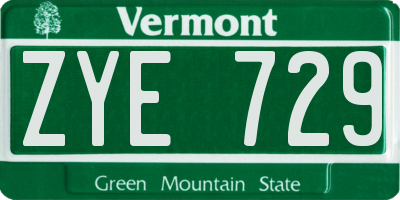 VT license plate ZYE729