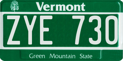 VT license plate ZYE730
