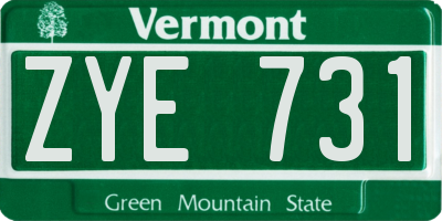 VT license plate ZYE731