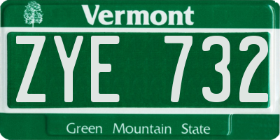 VT license plate ZYE732