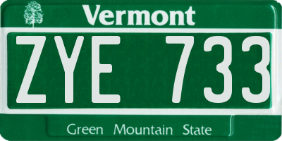 VT license plate ZYE733