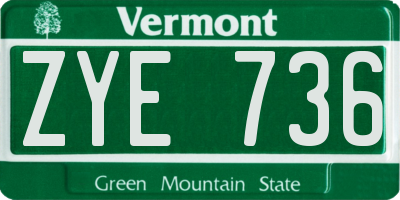 VT license plate ZYE736