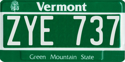 VT license plate ZYE737