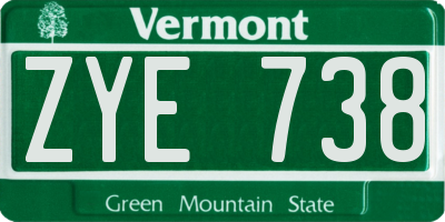 VT license plate ZYE738