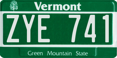 VT license plate ZYE741