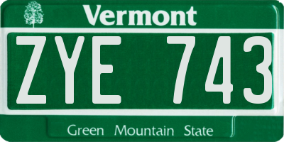 VT license plate ZYE743