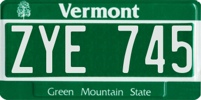 VT license plate ZYE745