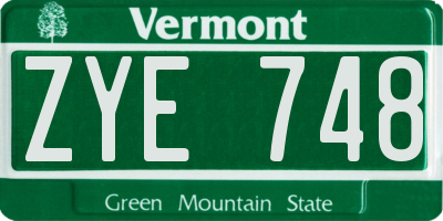 VT license plate ZYE748