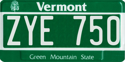 VT license plate ZYE750