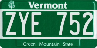VT license plate ZYE752