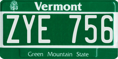VT license plate ZYE756