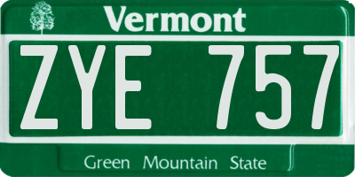 VT license plate ZYE757
