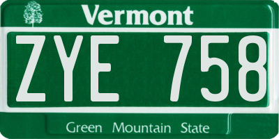 VT license plate ZYE758
