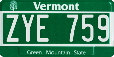VT license plate ZYE759