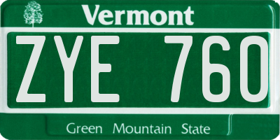 VT license plate ZYE760