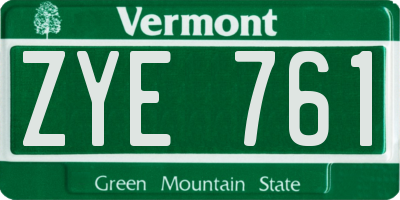 VT license plate ZYE761