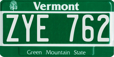 VT license plate ZYE762