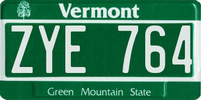 VT license plate ZYE764