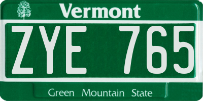 VT license plate ZYE765
