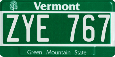 VT license plate ZYE767