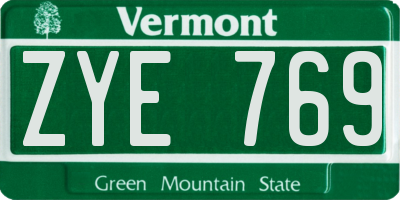 VT license plate ZYE769