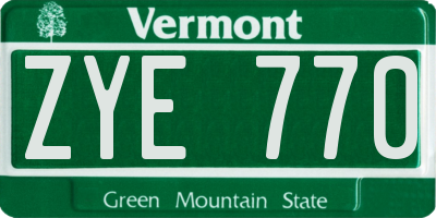 VT license plate ZYE770