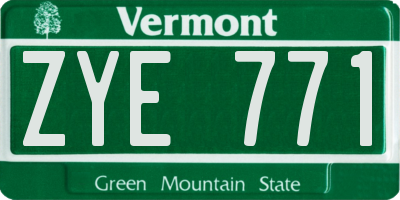 VT license plate ZYE771