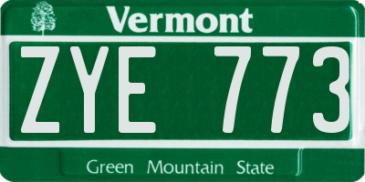 VT license plate ZYE773