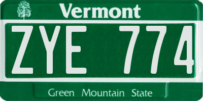 VT license plate ZYE774