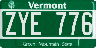 VT license plate ZYE776