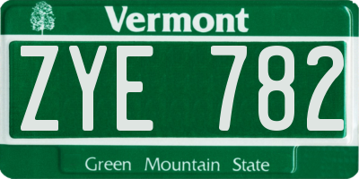 VT license plate ZYE782