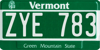 VT license plate ZYE783