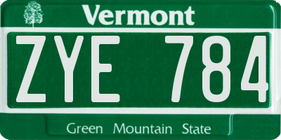 VT license plate ZYE784