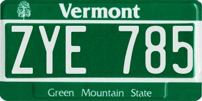 VT license plate ZYE785