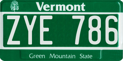 VT license plate ZYE786