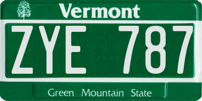 VT license plate ZYE787