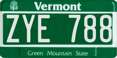 VT license plate ZYE788