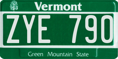 VT license plate ZYE790