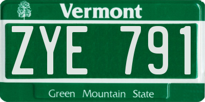 VT license plate ZYE791