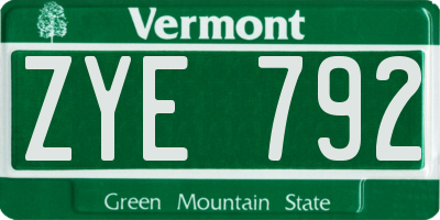VT license plate ZYE792