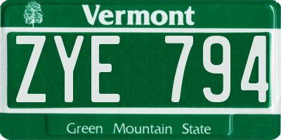 VT license plate ZYE794
